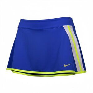 Nike Dri-Fit Tennis Skirt Skort Royal Blue Neon Volt Yellow Mesh Trim Size L